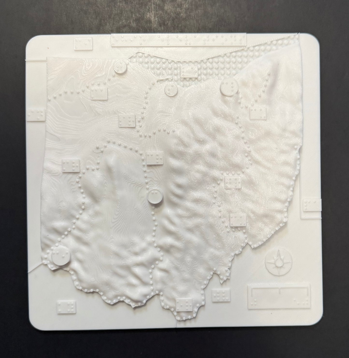 Ohio maps, braille, 3D printed