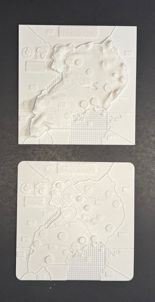 Uganda maps, braille, 3D printed