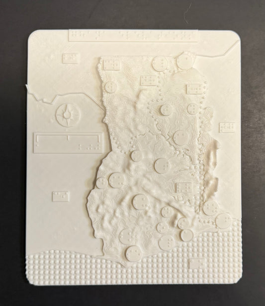 Ghana map, braille, 3D printed