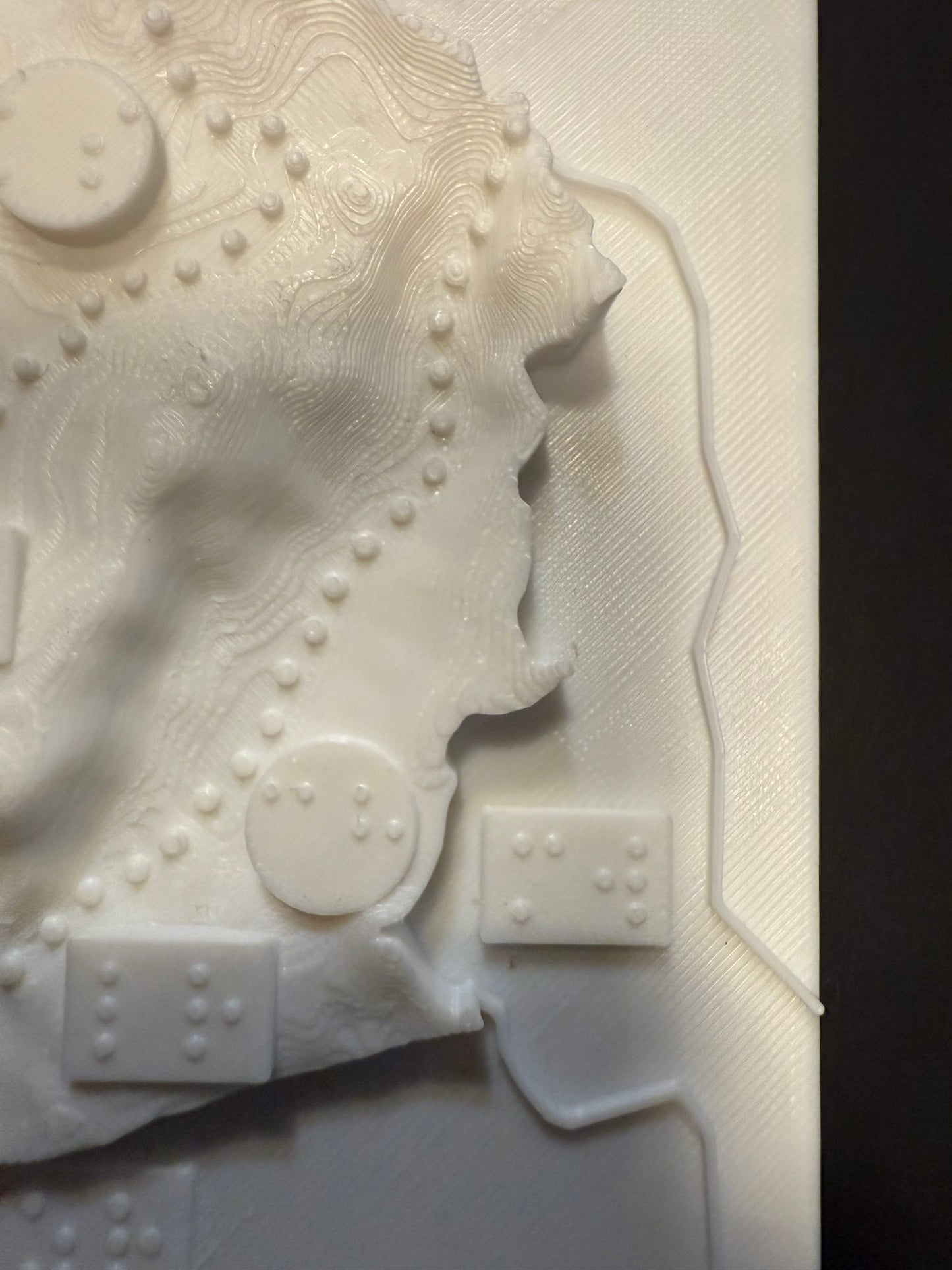 Zambia map, braille, 3D printed