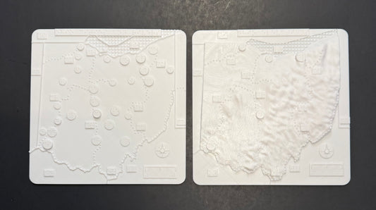 Ohio maps, braille, 3D printed
