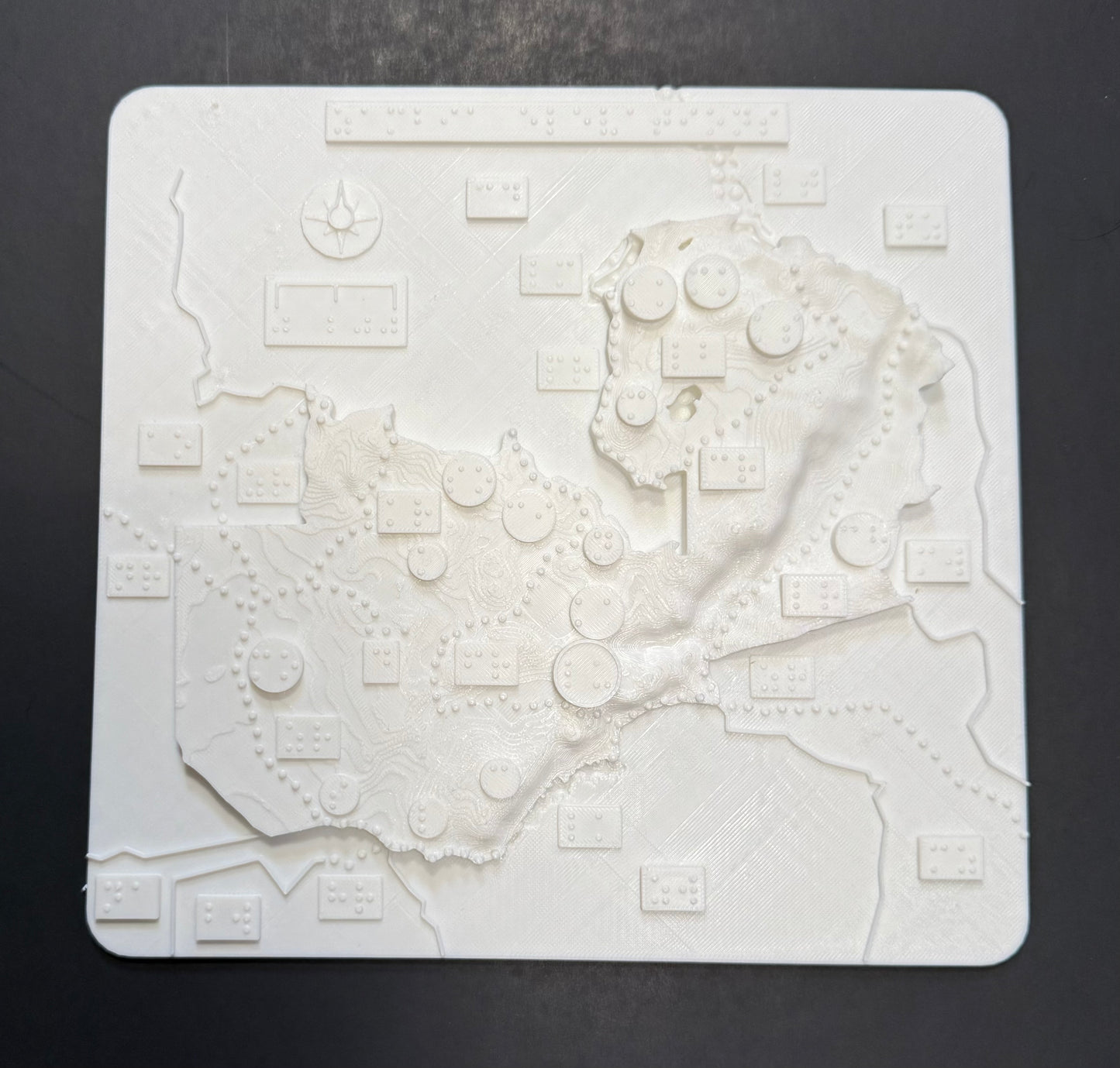 Zambia map, braille, 3D printed